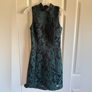 H&M Black and Green Patterned Midi Dress